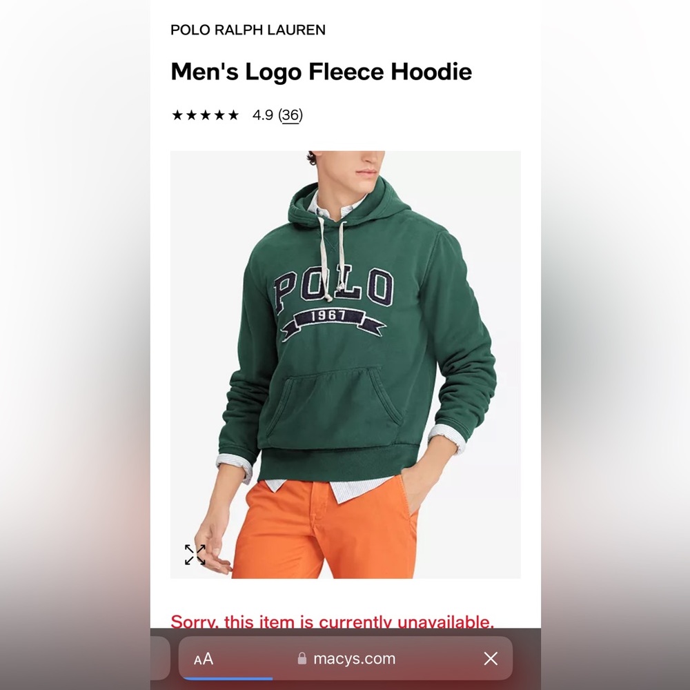 Polo by Ralph Lauren POLO 1967 Embroidered Print Hooded Sweatshirt in Green